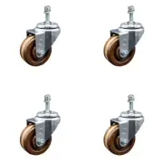 3 Inch SS High Temp Phenolic Wheel Swivel 3/8 Inch Threaded Stem Caster Set SCC