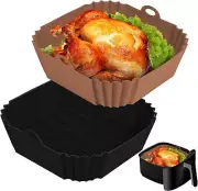 2 PCS Square Silicone Air Fryer Liners - 8 Inch Reusable Air Fryer Pot - Air ...