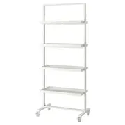 MITTZON frame with castors/display shelf, white, 85x205 cm