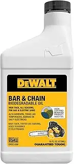 DEWALT Biodegradable Chainsaw Oil High Performance, Non Toxic Professional Lubricant Green, Eco-Friendly, Ultraclean, All Season Bar & Chain Lube, 16 oz