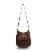 STELLAR CRESCENT FRINGE BAG in HICKORY for Women