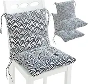 2 Pcs/Set Garden Chair Cushions with Back 16x16 in Soft Wicker Chair Cushion Breathable Cotton Linen Comfortable Detachable Patio Cushion for Rattan Chairs Dining Chairs Fish Scale Pattern