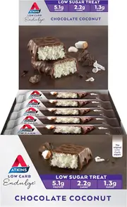 3 x 5 Pack Atkins Low Carb/Sugar 40g Endulge Protein Bar Diet Snack Chocolate Coconut 15 pcs