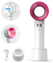 360o Mute Portable Bladeless Hand Held Mini No Leaf Handy Fan USB Cooler White