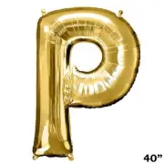 40" GOLD Letter P Mylar Foil Balloon 1 pc Party BackDrop Decorations Supply