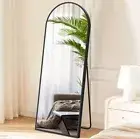 16"x51" Black Arched Full Length Mirror, Standing Leaning Mounted Hanging Wall