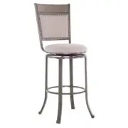 Powell Company Barstool 17" Rustic Umber + Pewter Swivel Metal Frame In Gray