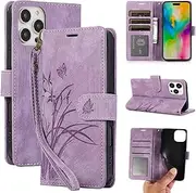 [HAOFUGUI] for Samsung Galaxy A70 / A70S Case Wallet, with Card Holder Kickstand Wrist Strap PU Leather Case, Flowers Shockproof Flip Cover-Purple