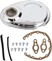 Timing Chain Cover Silver Polished Engine Timing Gasket Seal Bolts Kit Replacement for SBC 283 327 305 350 383 400