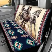 WELLFLYHOM Western Horse Car Accessories Bench Seat Cover for Truck for Women Men Aztec Geometric Rear Seats Protectors Saddle Blanket Seat Covers Universal Fit SUV Sedan Auto Decor