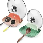 Spoon and Lid Rest - 2 Packs Spoon Rest with Lid Holder, Neat & Drip-Free Spoon Rest for Countertop Stove Top, Heat-Resistant Utensil Rest for Spoons, Pot Lids, Spatulas, Utensils, Forks