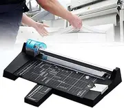 Rotary Paper Cutter, Heavy Duty Paper Trimmer Guillotine, Paper Trimmer with 4 Different Blades, Straight/Wave/Dotted/Creasing Line, with Gridlines, for Paper Photos Postcards Business Card