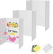 EARTHSON 3 Pack Trifold Presentation Board, 24" x 16" Portable Poster Board, White Corrugated Display Board for School, Business Projects, Event Displays, Science Fairs