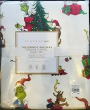 Pottery Barn The Grinch Cotton Flannel Full Sheet Set Christmas Teen Kids