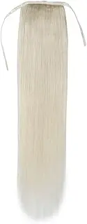Remeehi Silky Straight High Ponytail Clip In Indian Remy Human Hair Extensions 80G 15 Inches #60 Platinum Blonde