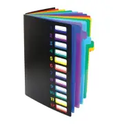 24 Clear Expanding File Folder 12 Colored Tabs,Holds 300 Sheets, File8130