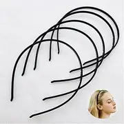 5pcs Plastic Headband, 8mm Teeth Comb Headband, Black Non-slip Hair Hoop, Unisex Sport Fashion Hair Band Accessories for Women and Men