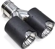 All Black Cool Carbon Fiber Car Accessories Dual Exhaust Tip Y Style Compatible For BMW Etc Auto Universal Nozzle Tailtip(Carbon Fiber Look)
