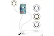 BOOC Selfie Ring Light with Flexible Mobile Phone Holder Bracket Lazy Desk (Desk-CLIP-WH)