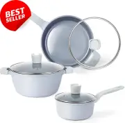 6-Piece Ceramic Nonstick Cookware Set Induction Safe PTFE/PFOA Free