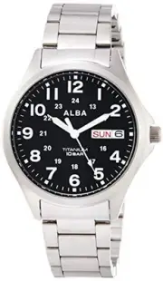 Seiko Alba AQPJ402 Men's Quartz Titanium Watch Day Date 100M WR New