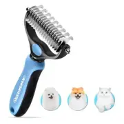 Double Sided Shedding and Dematting Undercoat Rake Comb for Dogs and Cats