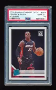 PSA 10 KENDRICK NUNN 2019-20 DONRUSS OPTIC NO NAME #193 RC ROOKIE CARD *GEM MINT