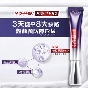 巴黎萊雅 全新PRO升級版 玻尿酸眼霜級撫紋精華霜 30ml 紫熨斗PRO