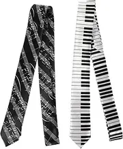 [CHILDWEET] 2pcs Tie Silk Ties for Men Black Mens Tie Silk Bow Ties for Men Knitting Classic Stain Necktie Piano Key Neck Tie Satin Leopard Zebra Necktie Festival Tie Necktie Supply Shirt