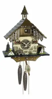 Cuckoo Clock Black Forest house, 1 day running time, walnut TU 1518 NEW