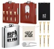 Yaomiao 11 Pcs Golf Gift Set for Dad Stainless Steel Flask Towel Tees Accessorie