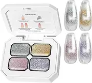 Gel Paint for Nails,4 Colors Gel Nail Polish Painting Palette | Long Lasting Fingernails Cosmetics, Manicure Gradient Polish for Beach, Gathering, Traveling, Wedding