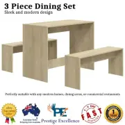 3 Pcs Dining Set Chipboard Modern Style Kitchen Table And Benches Sonoma Oak NEW