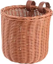 Kids Bike Basket - Bike Basket Front Adult | Bikes Storage Baskets | Front Baskets with Straps | Hand-Woven Storage Holder with PU Straps for Scooters Kids Girls Boys Camping Beach