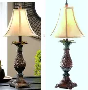 TUSCAN PINEAPPLE END NIGHT SIDE TABLE OR MANTEL LAMP & SHADE ** NIB