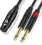 Dual 1/4 inch to XLR Female Y Splitter Cable, tunghey Female XLR to Dual 6.35mm TS Mono Plug Microphone Audio Converter Adapter for mic, Mixer, Amplifier, Sound Card, KTV, Home Theater (2m)