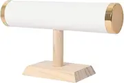 Vaveren Bracelet Display Stand Jewelry Display Stand Desktop Burlap Multifunctional Bar Showcase Watch Stand for Show Shopping Mall, White Leather