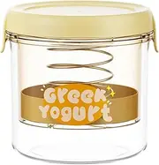 LeoLeozz Homemade Yogurt Strainer - Yogurt Whey Separator with Lid,Yogurt Making Tool with Stainless Steel Springs for Yogurt, Cheese, and Soy Milk (Yellow)