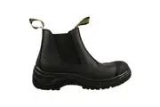 Woodlands Foreman Mens Steel Cap Safety Pull On Work Black Leather Boots