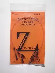 (3-Pack) MUSKY / PIKE CLEAR MONOFILAMENT LEADERS (CRANE SWIVEL) - Select Size
