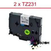 2 Label with Brother TZe-231 P-Touch Tape 12mm x 8m Black on White
