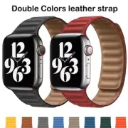 Magnetic Leather Link Bracelet iWatch strap for Apple watch band Series 7 6 SE 5