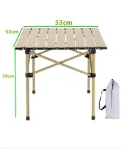 Camping Folding Portable Table Long Egg Roll Table Camping Equipment Aluminum Alloy Camping Desk Outdoor BBQ Picnic Table S 53x50x50cm