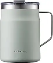LocknLock Stainless Steel Double Wall Insulated with Handle, Lid, 16 oz, Mint Metro Mug