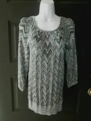 NEW NWT MACYS INC TOP SMALL METALLIC SPARKLES SILVER BLACK KNIT CROCHET $79