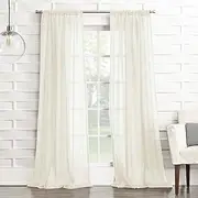 No. 918 Tayla Crushed Texture Semi-Sheer Rod Pocket Curtain Panel, 50" x 63", Cream Off-White