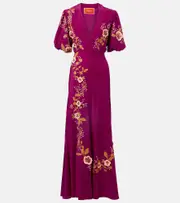 [La DoubleJ] La DoubleJ Marlene embroidered silk gown UK 14 burgundy