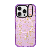iPhone 16 Pro Impact Ring Stand Case MagSafe Compatible Pink & Orange Star Dots