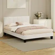 Oikiture Bed Frame Queen Size Boucle Frame TOFU