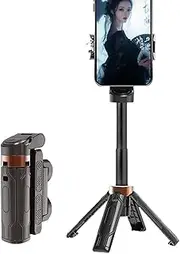 Small Phone Tripod | Compact Phone Tripod | Extendable Grip, Wireless Shutter Portable Vlog Stick for Phones